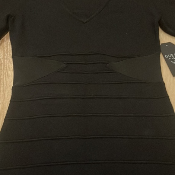 Size L NWT Guess Bodycon Sweater Dress with Sheer Panels - Picture 2 of 5